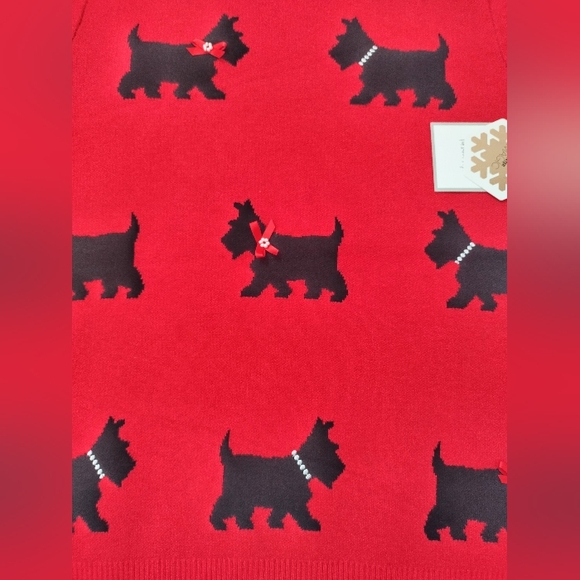 Scottie Dog Pullover Sweater by Calligraphie Red Soft Poly Blend Size L - Picture 7 of 13